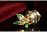 Plant Inspired Tsavorite Italian Crafted Necklace - 18K Two Tone Gold