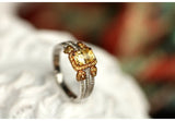 1.35ct Yellow Sapphire Radiant Cut Ring with Channel Diamond in 18K Gold