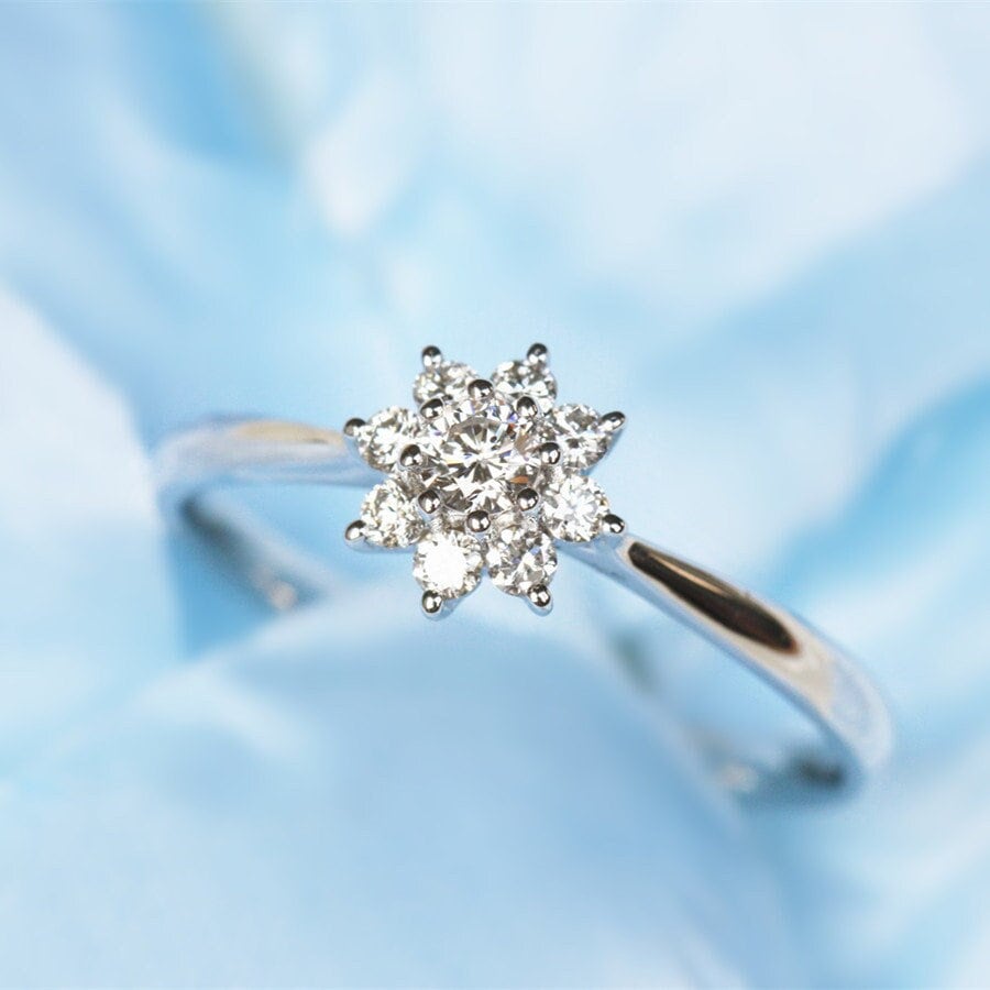 Snowflake Diamonds 14K White Gold Wedding Ring