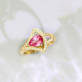 Trillion Cut Spinel 18K Gold Ring with Diamond