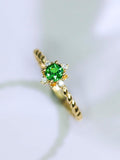 Tsavorite Asscher Cut & Diamond Twisted Ring in 18K Gold