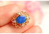 Blue Opal & Diamond Pendant - 18K Yellow Gold