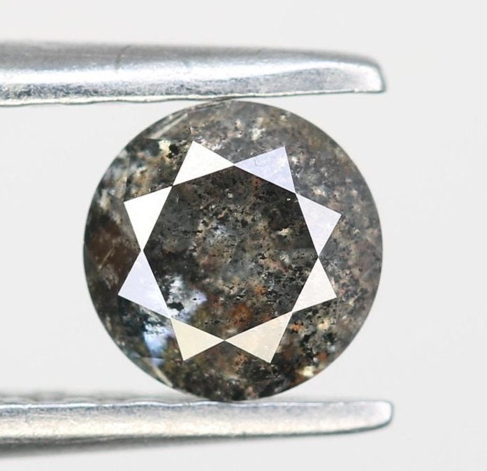Salt & Pepper Diamond Round Cut 18K Gold Wedding Ring