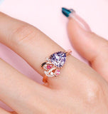 1.5ct Purple Spinel Trillion Ring wtih Diamonds in 18K Rose Gold