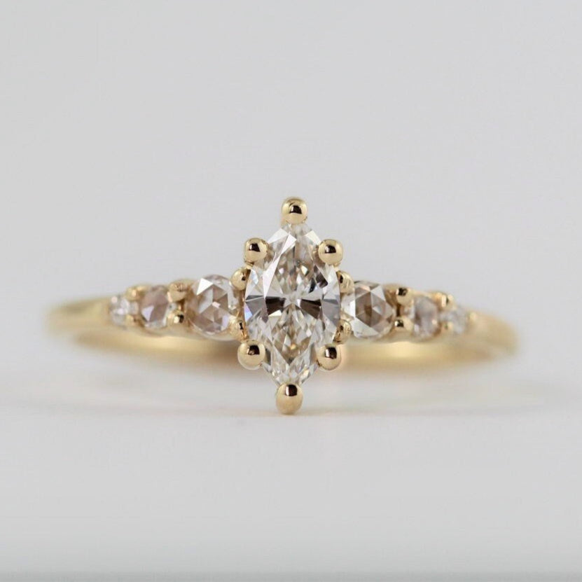 Marquise Cut Diamond Stackable Ring in 18K Yellow Gold