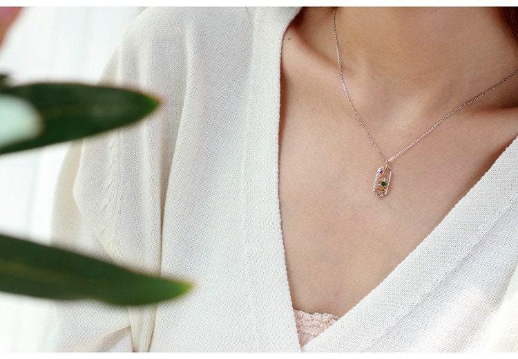 Emerald & Ruby Diamond Necklace in 18K Gold