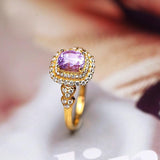 1.17ct Purple Violet Spinel Cushion Ring with Diamond in 18K Gold