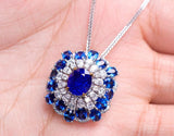 2.02ct Blue Sapphire Ballerina 18K Gold Ring with Diamonds