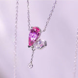 Purple Pink Spinel & Diamond Necklace - 18K White Gold