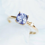 Cushion Tanzanite & Diamond Ring in 18K Yellow Gold