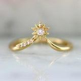 Comet Diamond 18K Yellow Gold Chevron Stackable Ring