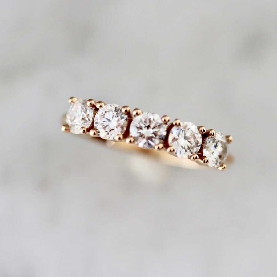 Big Five Round Diamond Ring in 18K Yellow Gold