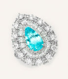 Art Deco Paraiba Tourmaline & Emerald Ring in Platinum 950
