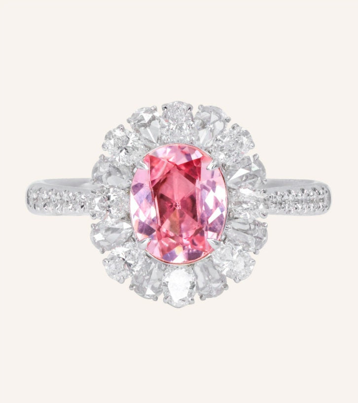 3 Colors + Sri Lanka Sapphire Platinum 950 Ring with Diamonds