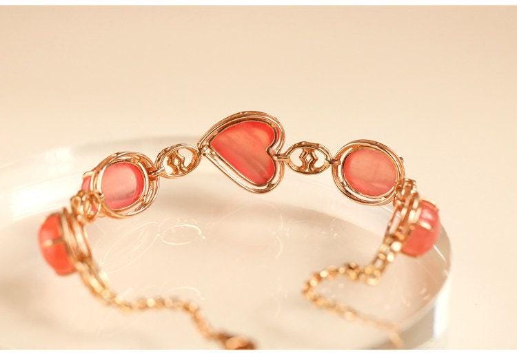 21.5ct Rhodochrosite & Diamond Bracelets in 18K Gold