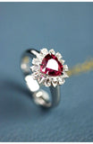 Pink Red Spinel Heart Ring with White Sapphire - 18K Gold
