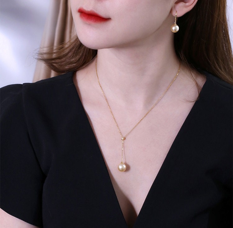 Huge 13mm South Sea Golden Pearl French Wire Earrings in 18K Gold