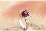 2.16ct Rubellite Cushion & Diamond Ring in 18K White Gold