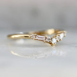 Baguette & Round Cut Diamonds Ring Band in 18K Gold