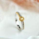 Fancy Yellow Diamonds Ring in 18K Two Tone Gold