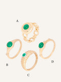 3 Style + Emerald Art Deco 18K Gold Byzantine Ring