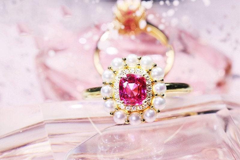 1.2ct Pinkish Spinel & Diamond Ring in 18K Rose Gold