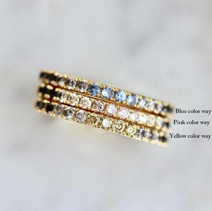 Colored Diamonds Band Ring in 18K Yellow Gold