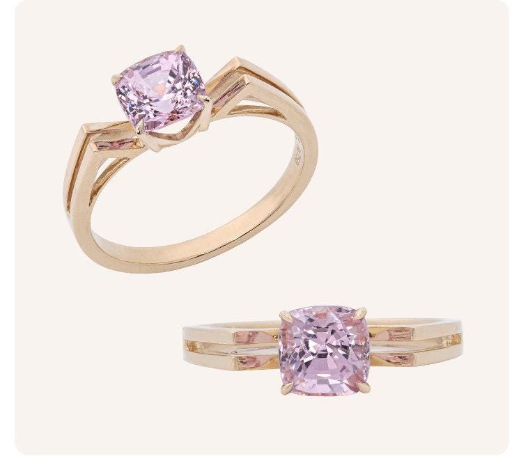 6 Style + Supeier Purple Spinel 18K Gold Ring - Hollow Out Design