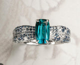 1.48ct 18K White Gold Blue Tourmaline  Diamond Engagement Ring