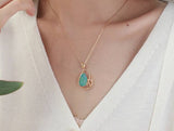 Blue Opal Diamond Mermaid Pendant - 18K Yellow Gold
