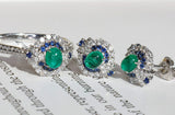 Art Deco Emerald & Sapphire Diamond Jewelry Set - 18K White Gold
