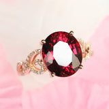 2.23ct Rubellite Oval Cut Ring with Diamond Accent in 18K Yellow Gold