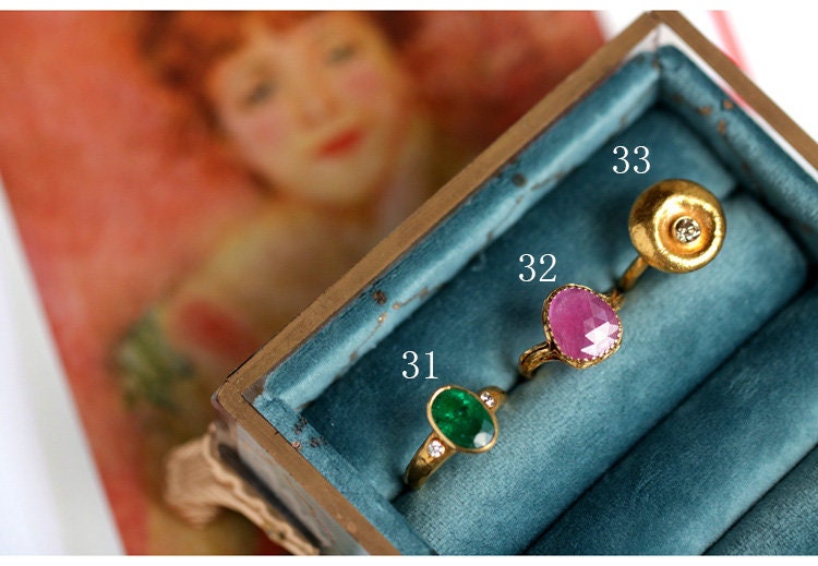 Emerald Bezel-Set Diamond Ring in 18K Yellow Gold