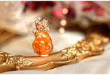 Fire Opal Ruby Diamond Pendant - 18K Rose Gold
