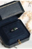 2.75ct Green Cat's Eye Stone Cabochon & Diamond Pave Ring in 18K White Gold