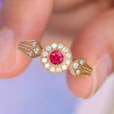 Byzantine Style 18K Gold Ring with Jedi Spinel & Diamonds