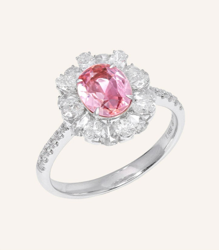 3 Colors + Sri Lanka Sapphire Platinum 950 Ring with Diamonds