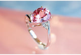 Pink Morganite Teardrop Shape Ring in 18K White Gold