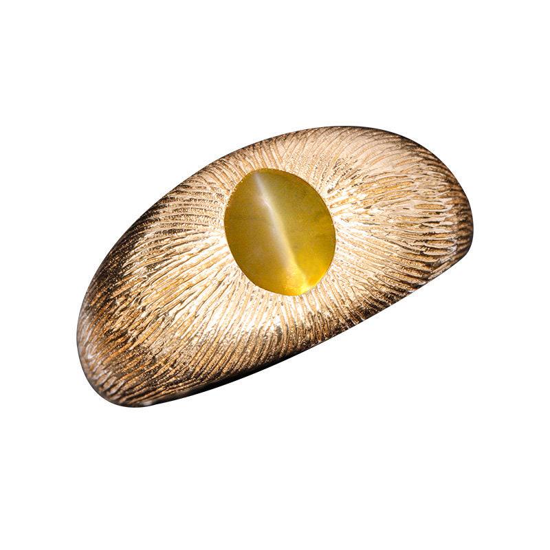 Chrysoberyl Flush Set 18K Gold Brush Finish Ring in 18K Yellow Gold