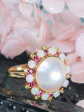 Seawater Mabe Pearl & Opal Spinel Ring - 18K Rose Gold