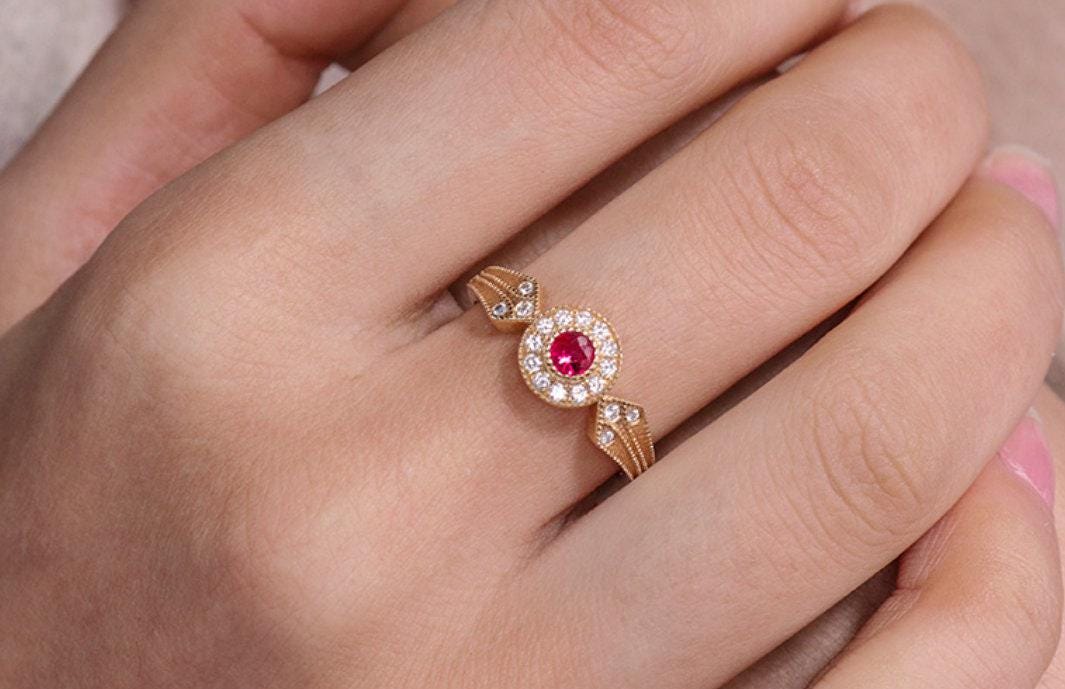 Byzantine Style 18K Gold Ring with Jedi Spinel & Diamonds