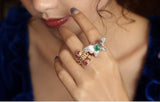Vintage Design Ruby & Diamond 18K Chunky Gold Ring