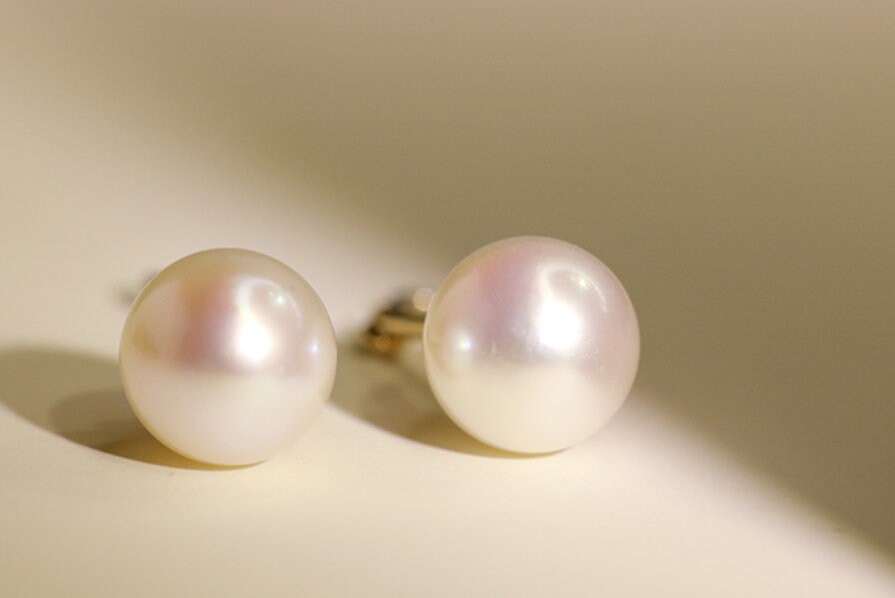 Mint Tourmaline & 7.5mm Akoya Pearl Earrings - 18K Yellow Gold