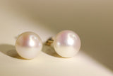 Mint Tourmaline & 7.5mm Akoya Pearl Earrings - 18K Yellow Gold