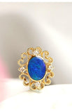 Blue Opal & Diamond Pendant - 18K Yellow Gold