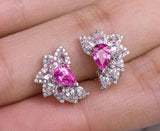 Padparadscha Pink Sapphire 18K Studs Earrings with Diamond