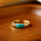 Vintage-Style Turquoise Saddle Ring in 18K Yellow Gold
