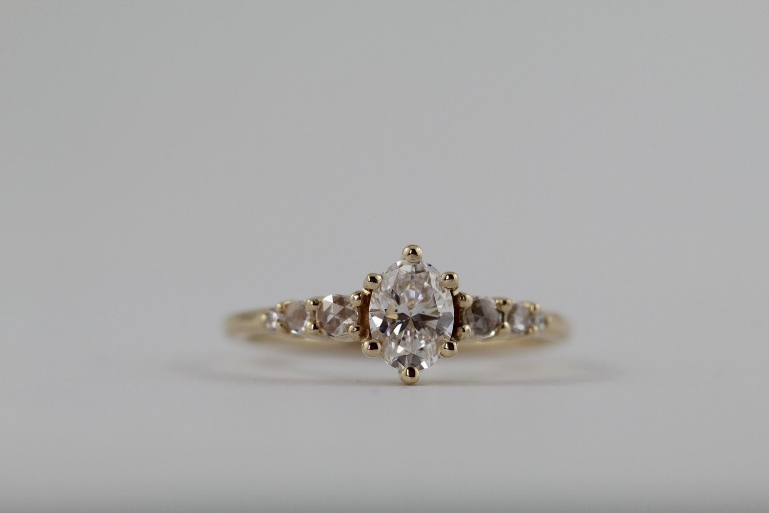 Diamond Chevron Ring - 18K Yellow Gold Stackable Ring