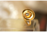 Vintage White Diamond Ring in 18K Yellow Gold with Egyptian Style