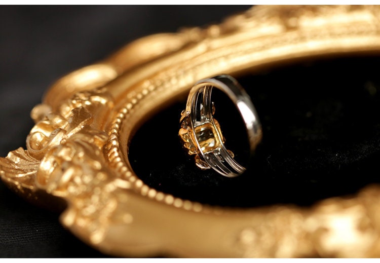 1.35ct Yellow Sapphire Radiant Cut Ring with Channel Diamond in 18K Gold